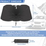 Satol Car Umbrella Windshield Sun Shade - 55"x31" (140x79cm) Universal Car Sunshade Umbrella with 10-Rib Frame | Heat Shield & UV Protection | Fits Sedan, SUV, Truck | Includes Storage Pouch - Image 3