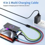 4 in 1 Multi Charging Cable [2Pack 5FT], Tangle Free USB C Car Charger Cable Nylon Braided with 2 USB-C/IP/Micro, Travel Charging Cords for iPhone Android iPad and More - Image 6