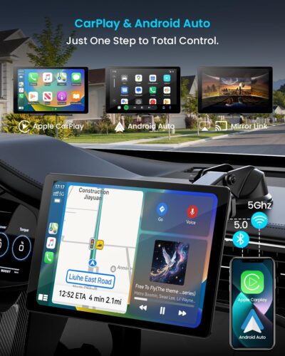 11" Extra Large Wireless Apple CarPlay Screen for Car – Ultra-Slim 0.16 Inch Touchscreen Car Stereo with Android Auto, 4K Dash Cam, 1080p Backup Camera, GPS, Mirror Link, Voice Control - Image 2