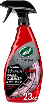 Turtle Wax 53734 Hybrid Solutions Hyper Foam Wheel and Tire Cleaner, Spray on Heavy Duty Formula for Both Wheels and Tires, Brake Dust Remover, Clean and Prep for Tire Shine, 23 oz. (Pack of 1)