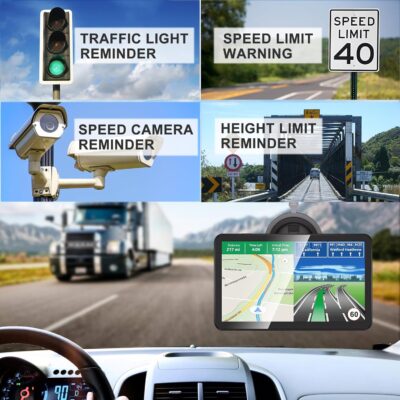 Car GPS Navigation 7 Inch Truck Navigator Latest Maps Touch Screen Vehicle GPS Commercial Trucker Voice Navigation Speeding Warning Free Lifetime Update of Maps - Image 6