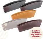 Lusso Gear Car Seat Gap Organizer - Pack of 2 - Prevents Items Falling & Seat Gap Filler - Universal Fit 0.5"-2" Slots & Automotive Use - Easy Clean Design for Auto Accessories - Gray Faux Leather - Image 9