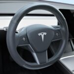 Carbon Fiber Leather Steering Wheel Cover for Tesla Model 3/Y 2016-2025 2026 Juniper/Highland, Non-Slip Breathable Steering Wheel Protector for Tesla Model 3/Y Accessories 2026