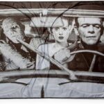 Universal Monsters Classic Horror Movie Sunshade for Windshield | Foldable Sun Visor Protector for Cars, Trucks, SUVs | Blocks UV Rays and Sun Glare | 64 x 32 Inches