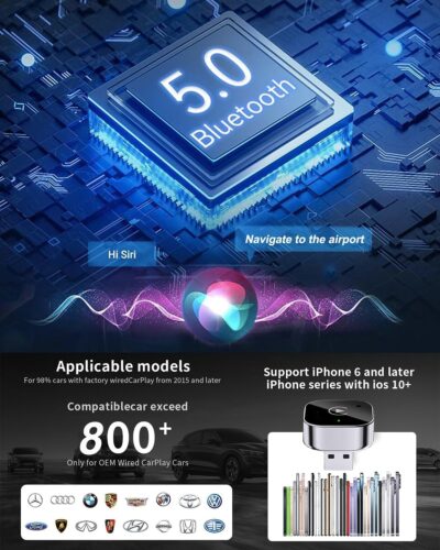 Wireless CarPlay Adapter & Android Auto Dongle, Fast Auto-Connect, Compact Plug & Play Wireless CarPlay Converter for iPhone & Android, USB/USB-C, No Delay, Seamless Reconnection (Black) - Image 6