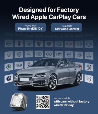 2026 Wireless CarPlay Adapter for iPhone, Premium Glass Finish Design, 5s Auto-Connect, Mini Wireless CarPlay Dongle Compatible with Apple CarPlay, Plug & Play for Factory Wired Cars, Low Latency - Image 7
