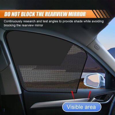 Car Front & Rear Side Window Sunshade, Magnetic Automotive Windshield Privacy Curtain with Half Shade, Mesh Sun Protection Cover Blocks Heat, Glare, UV Rays for Driver Passenger (4PCS) - Image 5
