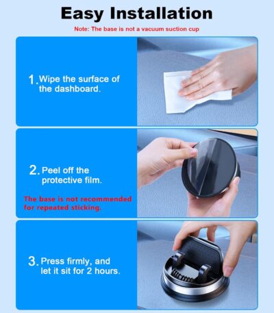 Dash Cell Phone Car Mount, Multifunctional Car Dashboard Mobile Phone Holder, 360 Rotatable Non Slip Mat Universal Car Phone Stand Hands Free, Compatible with iPhone, Samsung, Google, Android - Image 7