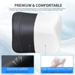 Quintor Genuine Leather Car Neck Pillow,Memory Foam Headrest Cushion, Ergonomic Cervical Support for Tesla Model 3/Y/X, Lexus, BMW- Breathable & All-Season Soft (2 PC) - Image 3