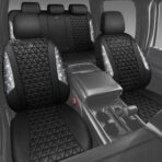 CAR PASS Bling Diamond Leather Car Seat Covers Full Seats Interior Sets, Waterproof Shining Glitter Sparkly Crystal Universal Armrest Fit Automotive Truck SUV Cute Women Girl, Black Silver Rhinestone - Image 8