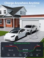 12A-16A Level 1&2 Charger for tesla Adjustable Current, Delay Charge & Smart Display NACS Mobile/Home Charger, 21ft Mobile Connector Cable for Model X/Y/3/S/Cybertruck, NEMA 6-20/5-15 Plug, 110-240V - Image 3