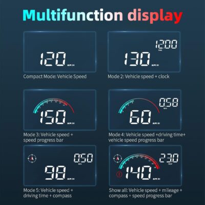 ARTILAURA Windshield GPS Speedometer Head Up Display HUD 3.5 Inches Digital GPS Speedometer Smart Gauge Overspeed,Compass, Mileage for Most Car Vehicles - Image 4