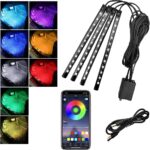 Car Led Interior Lights, RBG 48 LED Multicolor Music Auto Interior Strip Light with APP Control, Waterproof Lighting Lamp Kit Under Dash with Charger, Car Accessories (USB)