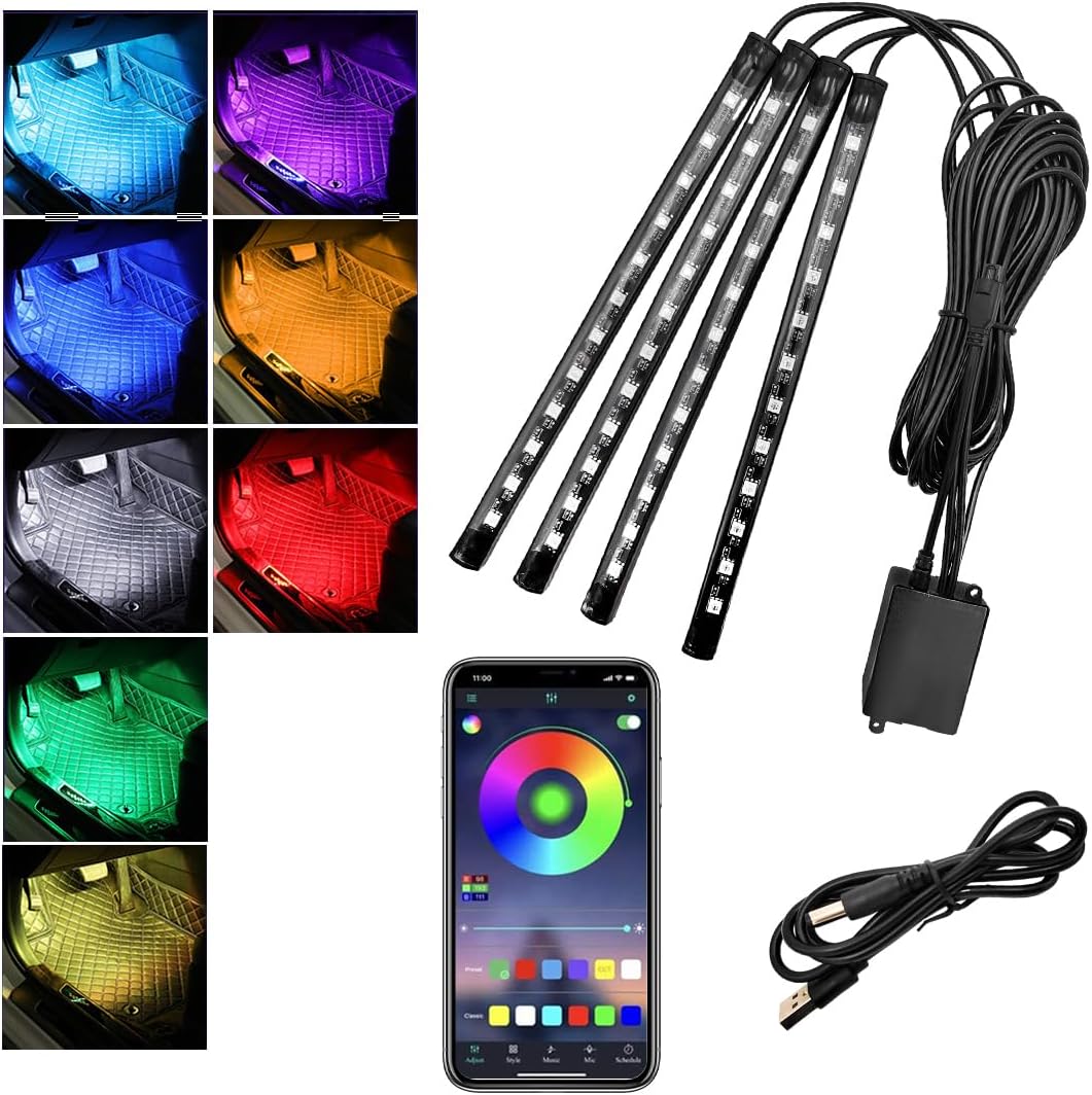 71gn6COB1bL._AC_SL1200_.jpg Car Led Interior Lights, RBG 48 LED Multicolor Music Auto Interior Strip Light with APP Control, Waterproof Lighting Lamp Kit Under Dash with Charger, Car Accessories (USB) - Image 1