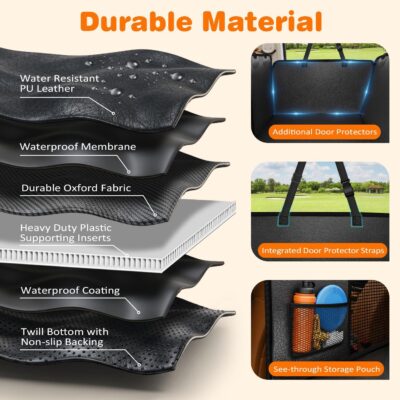 URPOWER PU Leather Backseat Extender for Dogs, Hard Bottom Dog Car Seat Cover for Back Seat, Waterproof Dog Car Hammock Anti-Scratch Pet Rear Seat Protector Travel Bed for Car and SUV - Image 6