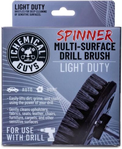 Chemical Guys ACC506 Light Duty Spinner Multi-Surface Drill Brush Attachment (Fits Any Standard Drill - Power Scrubber Removes Stains & Gently Cleans Upholstery, Fabric and Carpet), Gray - Image 3