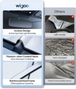 Wigoo 2025 Upgrade Car Windshield Sun Shade [100% Light Block, 4th-Gen Cooling Tech] Foldable Heat Insulation Interior Sun Visor with Storage Bag for Sedans/SUVs/Hatchbacks (M (64"x32") - Image 8