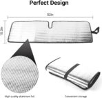 JWWY Windshield Sunshade Window Sun Shade Heat Shield Sun Visor UV Rays and Foldable Sun Shield Blocks for Jeep Wrangler Car Interior Accessories for 1996-2018 TJ JK JKU（51.96in*15.35in） - Image 4