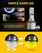 AUXITO H11 H8 H16 Switchback LED Fog Light Bulbs, 6500K White/3000K Amber Yellow, 6000LM 300% Brightness, Dual Color White Yellow Driving Fog Lights, Non-polarity, Pack of 2 - Image 4