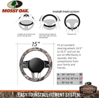 Mossy Oak Full Camo Steering Wheel Cover - Made from Premium Cotton Twill, Universal Fit for 14 1/2 to 15 inches - Official Licensed Product - Image 6