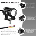 2PCS Motorcycle LED Driving Fog Lights, Super Bright White/Amber Motor Auxiliary LED Spotlights with 2 Switch, Waterproof Aux Motorcycle Headlight for Car Truck ATV Tractor (8-80v) - Image 3