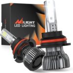 Nilight 9007 LED Bulbs, 350% Brighter, 10000LM HB5 LED High and Low Dual Beam Bulbs 6000K Cool White, Compact Size, Pack of 2