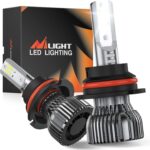 Nilight 9007 LED Bulbs, 350% Brighter, 10000LM HB5 LED High and Low Dual Beam Bulbs 6000K Cool White, Compact Size, Pack of 2