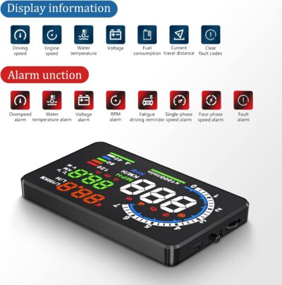 Heads Up Display for Cars, Digital Speedometer for Car A8 with OBD Function, 5.5 Inch Large Screen, HUD Speedometer for Car for All Vehicles (OBD2 Speedometer A8) - Image 3