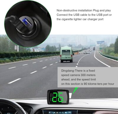 Downhill 1 PC GPS Speedometer HUD Display, Y03 Head Up Speed Digital Screen, USB Plug-in Daytime Speedometer Charger, Universal for Most Cars, Trucks, SUVs (Black) - Image 6