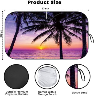 Windshield Sun Shade, Car Sun Shade Windshield, Reflector Sunshade Offers Ultimate Protection for Car Interior, Reflective Polyester Blocks Heat for Cars,Trucks,SUVs (57 x 31.5 in) - Image 2