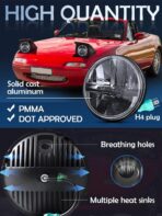 ZIMABLUE 7 inch LED Headlight 2PCS Cool White High Low Beam Plug and Play 7" round Headlights H6024 LED Headlight DOT Approved Compatible with Jeep Wrangler JK TJ CJ, Truck SUV etc (Reflector (2pcs)) - Image 7