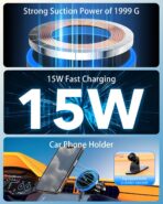 MagSafe Car Mount Charger, 3 in 1 [LED RGB HandsFree] Wireless Car Charger, Magnetic Phone Holders for Your Car- Fast Charging Car MagSafe Charger for iPhone 17/16/15/14/13/12 Series, for Men Women - Image 2