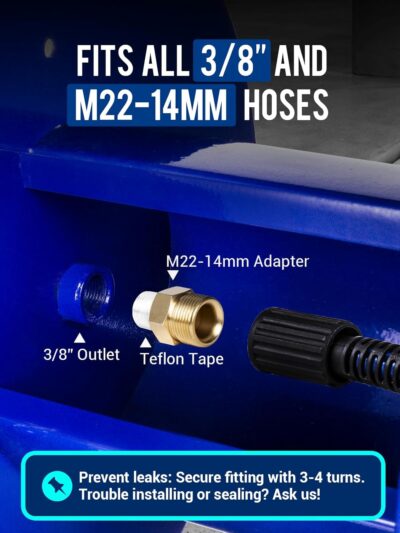 MEKOH Pressure Washer Hose Reel 100FTx3/8”, 200FTx1/4” Manual Power Washer Hose Reel with M22 14mm Fitting,4500PSI Heavy Duty Hose Reel for Water,High Pressure Metal Reel with Wall/Van/Trailer Mount - Image 8