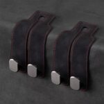 2 Pack Car Hooks for Headrest, Headrest Hooks Car Purse Hook Car Seat Back Storage Hook Premium Leather Car Seat Holder for Headrest Purses and Bags (Black)