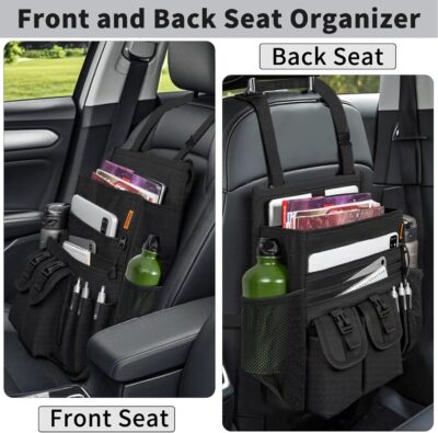 Car Front Seat Organizer Backseat Organizer with Dedicated Tablet Laptop Storage Adjustable Shoulder Strap Cup Holder Truck Seat Storage Universal Fits for Most of Car - Image 2