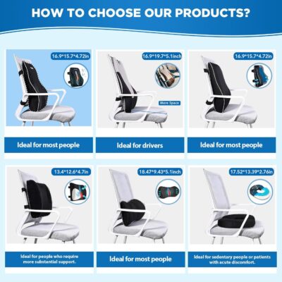 Niceeday Lumbar Support Pillow for Office Chair Car Back Support Pillow, Memory Foam Gaming Chair Desk Chair Back Cushion for Lower Back Pain Relief, Ergonomic Back Rest,Office Home Essentials - Image 9