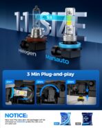 Marsauto H11/H8 LED Fog Light Bulb, 10000 Lumens 6000K White Super Bright & Compact H16/H8/H11 LED Bulb, 1:1 Mini Size Plug and Play Fog Lights, Side Marker & Parking Light Combos, Pack of 2 - Image 3