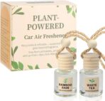 Essential Oil Car Air Freshener 2-Pack, Hanging Auto Diffuser for Rearview Mirror, Clean & Fresh Aesthetic Interior Decor Accessories (Bamboo Rain & White Tea) Inspired by Westin Hotel