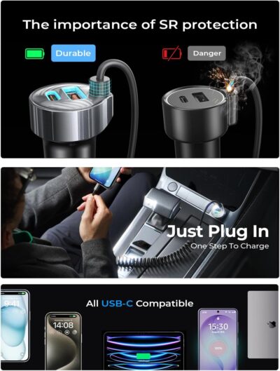 LISEN 90W for iPhone 17e 16 15 Pro Max Car Charger USB C Fast Charge,Super Fast for iPhone 15 16 17 Pro Car Charger USB C Adapter for iPhone 17 16 15 Air ProMax Plus,Samsung Galaxy S26 Ultra, Android - Image 5