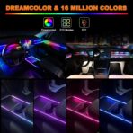 Interior Car LED Strip Lights, Acrylic LED Lights for Car with Dynamic Dreamcolor Chasing, Ambient Lighting Kits Music Sync Wireless APP and RF Remote Control (6 in 1) - Image 2