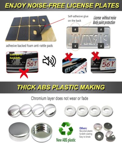 Stainless Steel License Plate Frames, Mirror Polished Heavy Duty Metal Chrome Car Tag Cover, 2 Pack 2 Hole Silver Holder, Slim Design with Screws & Caps for Men & Women - Image 8