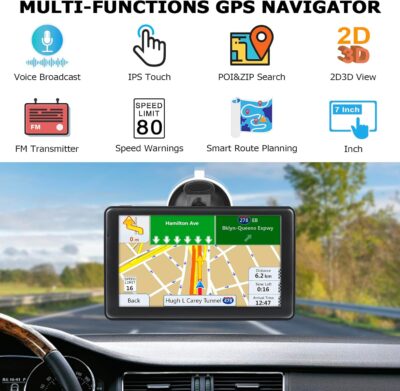 GPS Navigator for Truck Car, 7'' GPS Commercial Drivers 2026 Trucker GPS for Semi Truck (Latest 2026 Maps Free Lifetime Updates) with GPS Navigation Systems, Voice Assist, Speed Limit Warnings - Image 3