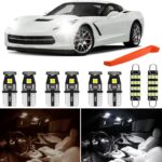 Bright White Interior LED Bulbs Kit Package Replacement for Corvette 2005-2008 2009 2010 2011 2012 2013 Map Trunk Footwell and License Plate Lights + Free Install Tool,6000K