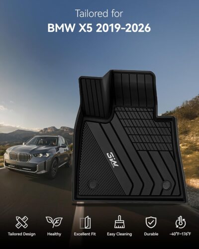 3W Floor Mats & Cargo Liner Custom Fit for BMW X5 2019-2024 2025 2026 40i/45e/50e/50i/M/M50i/M60i TPE All-Weather Full Set Heavy Duty Floor Liner and Trunk Mat Accessories (Only for 5 Passenger) - Image 2