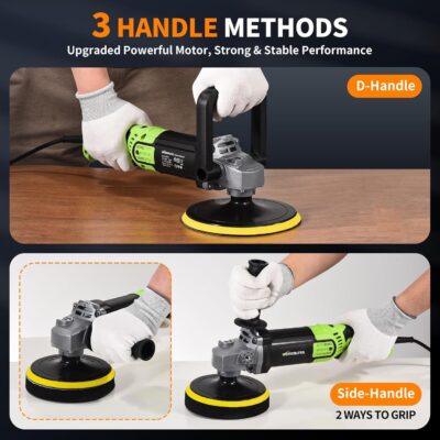 Buffer Polisher, 1600W 6"/7" Rotary Car Polisher with 7-Speed(1600-3500 RPM), Car Buffers and Polishers Kit for Cars, Boats, Floors, Furniture - Image 3