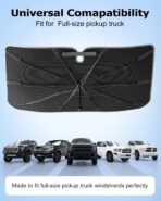 [2026 Upgraded] Weektic Truck Windshield Sun Shade for F-150/Silverado/Tundra/RAM 1500/Sierra - 5 Layers Ice Crystal Coating Blocks 99% UV, Cools Interior | 360° Swivel Handle for Easy Use - Image 3