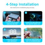 Heads up Display for Cars,Car HUD,Head up Display for Car,Digital GPS HUD Speedometer,USB Cable Plug and Play,Automatic Brightness Adjustment,Large Font Display (K1-White) - Image 6