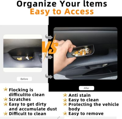 Car Door Handle Pocket Organizer Inserts for Lexus RX 2023 2024 2025 2026 Accessories Car Pocket Organizer Front Rear Door Grab Inner Tray Box (4PCS Black TPE Storage Box-4 Door) (Black) - Image 4