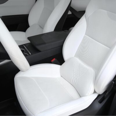 Lumbar Support Pillow for Car Seat, Office Chair Nappa Leather Memory Foam Lower Back Cushion for Back Pain Relief Improve Posture, Ergonomic Back Rest for Gaming Chair, White, 1PC - Image 7