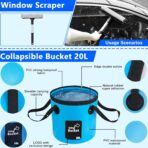 THINKWORK Car Wash Kit, Car Detailing Kit with Foam Gun, Car Wash Brush Mop and Large Folding Bucket Suitable for Car Cleaning, Blue Car Wash Set Gift for Men and Women - Image 5